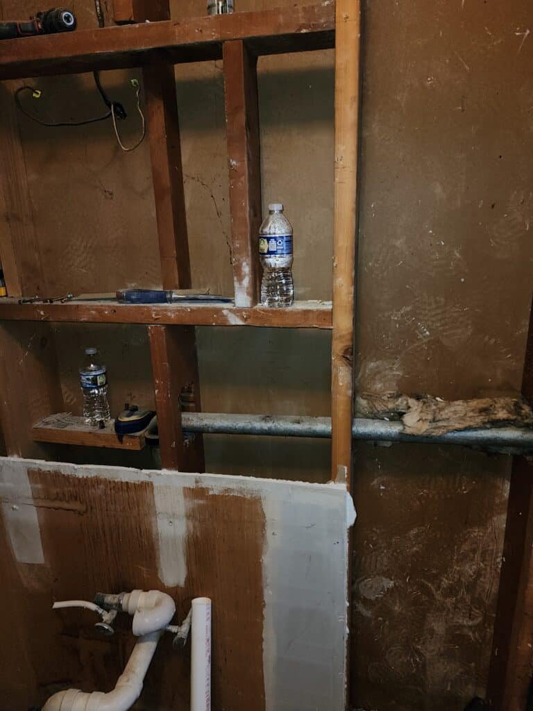 Framing in Sears kit home during bathroom demolition