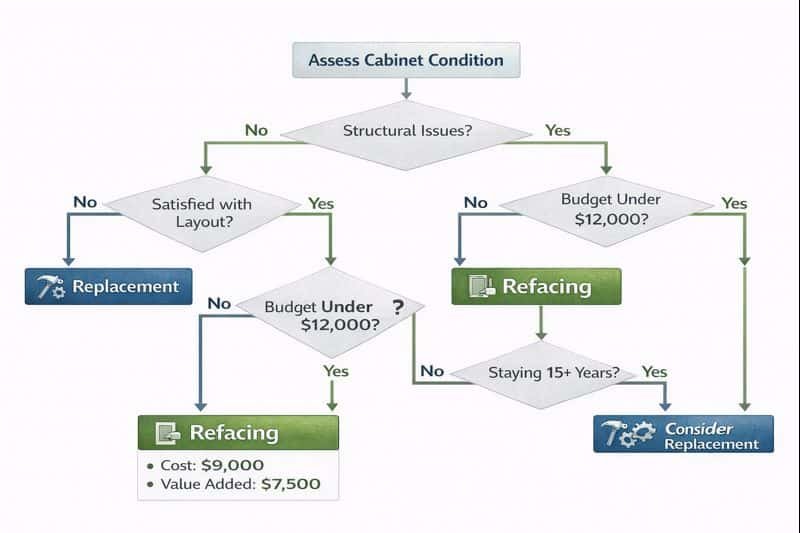 kitchen cabinet decision flowchart