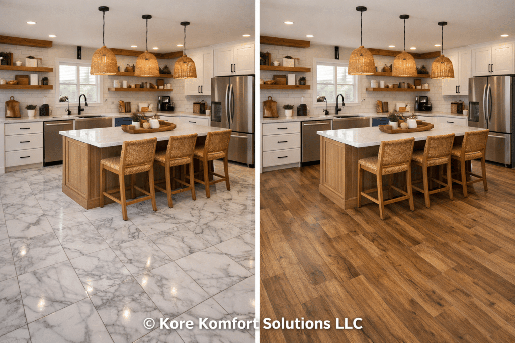 marble tile vs premium vinyl flooring